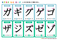カタカナ文字カード1「ガ～ゾ」