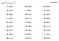掛け算の計算 - 1～9の段（ランダム）2